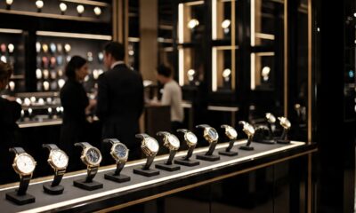 black with gold watch